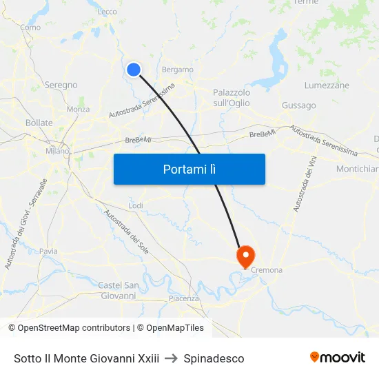 Sotto Il Monte Giovanni Xxiii to Spinadesco map