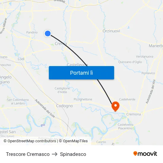 Trescore Cremasco to Spinadesco map