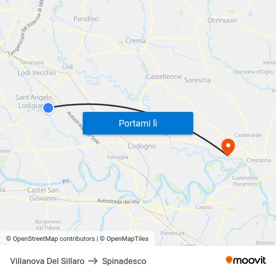Villanova Del Sillaro to Spinadesco map