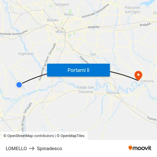 LOMELLO to Spinadesco map