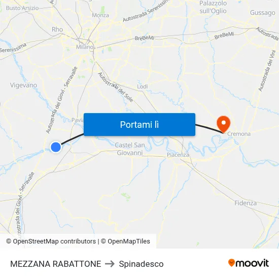 MEZZANA RABATTONE to Spinadesco map
