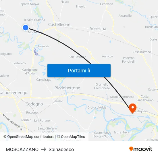 MOSCAZZANO to Spinadesco map