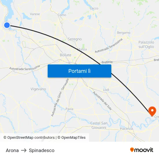 Arona to Spinadesco map