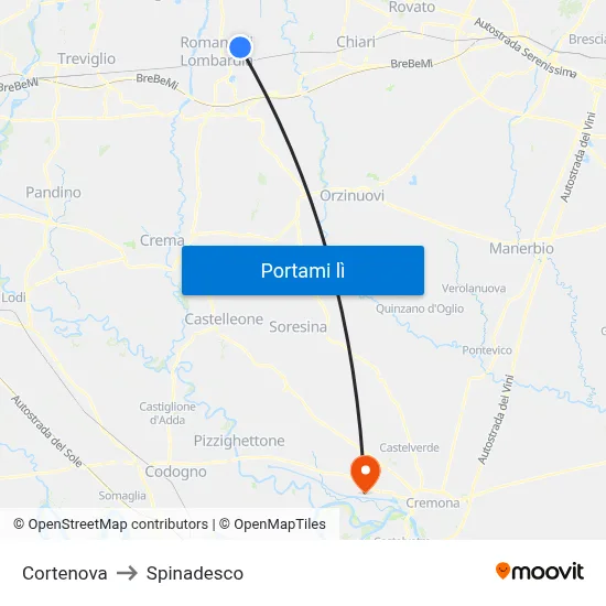 Cortenova to Spinadesco map