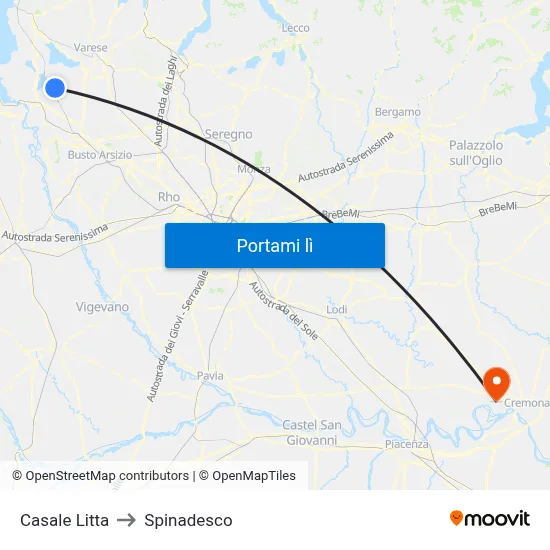 Casale Litta to Spinadesco map