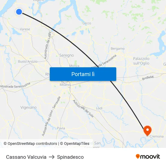 Cassano Valcuvia to Spinadesco map