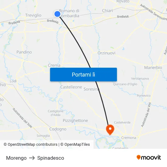 Morengo to Spinadesco map