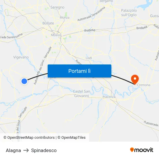 Alagna to Spinadesco map