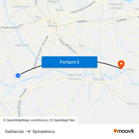Galliavola to Spinadesco map