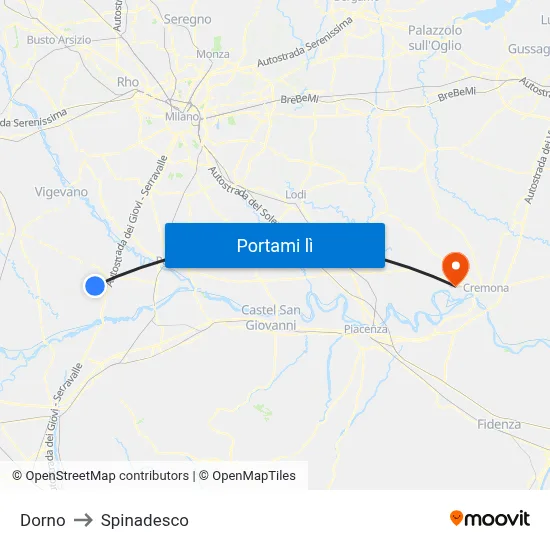 Dorno to Spinadesco map