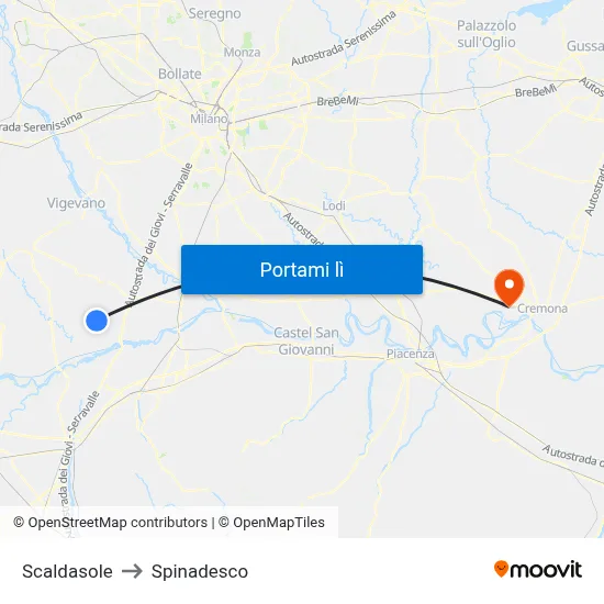 Scaldasole to Spinadesco map