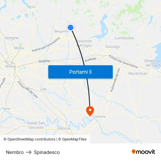 Nembro to Spinadesco map