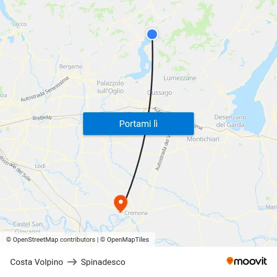 Costa Volpino to Spinadesco map