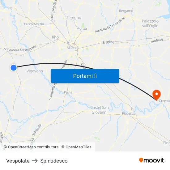 Vespolate to Spinadesco map
