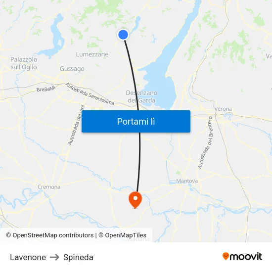 Lavenone to Spineda map