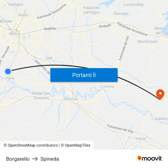 Borgarello to Spineda map