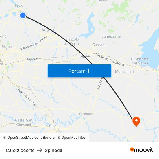 Calolziocorte to Spineda map