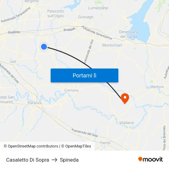 Casaletto Di Sopra to Spineda map