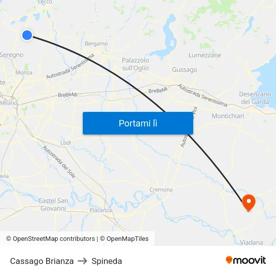 Cassago Brianza to Spineda map