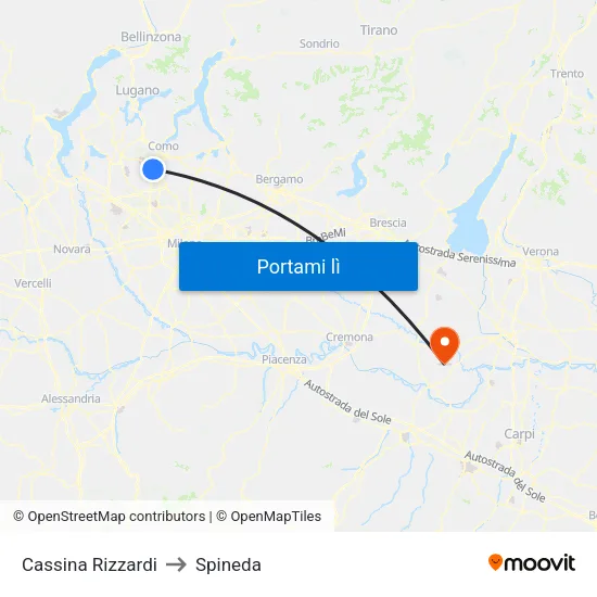 Cassina Rizzardi to Spineda map