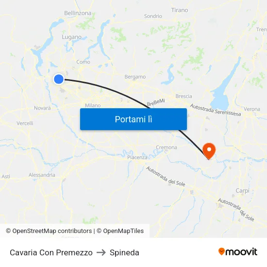 Cavaria Con Premezzo to Spineda map