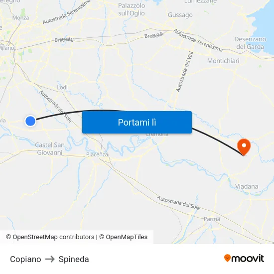 Copiano to Spineda map