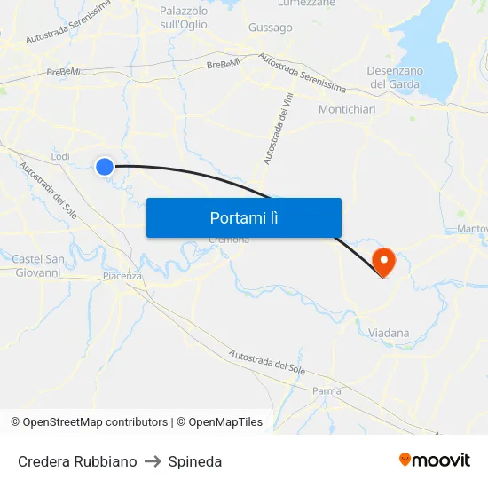 Credera Rubbiano to Spineda map