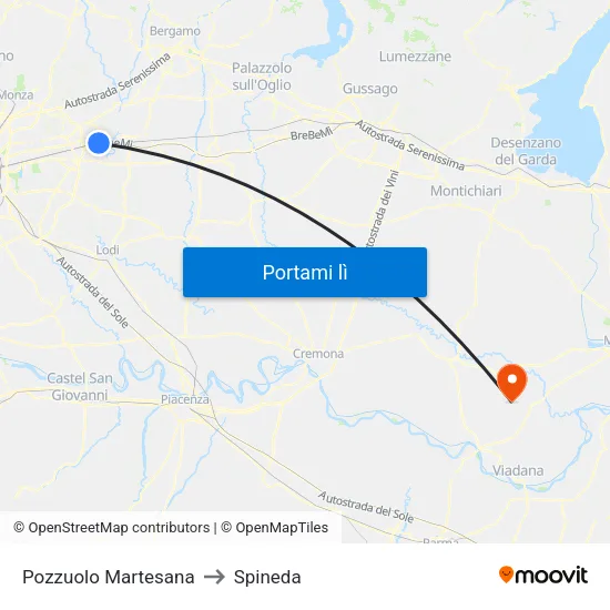 Pozzuolo Martesana to Spineda map