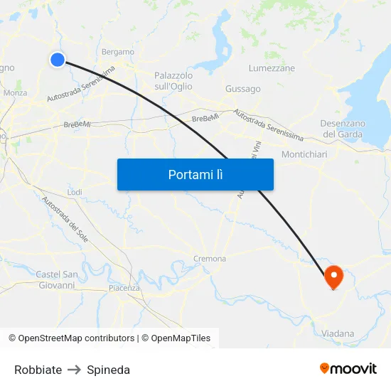 Robbiate to Spineda map
