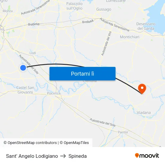 Sant' Angelo Lodigiano to Spineda map