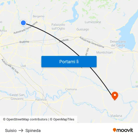 Suisio to Spineda map