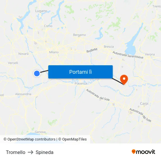 Tromello to Spineda map
