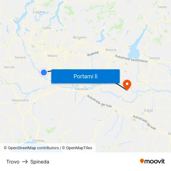 Trovo to Spineda map