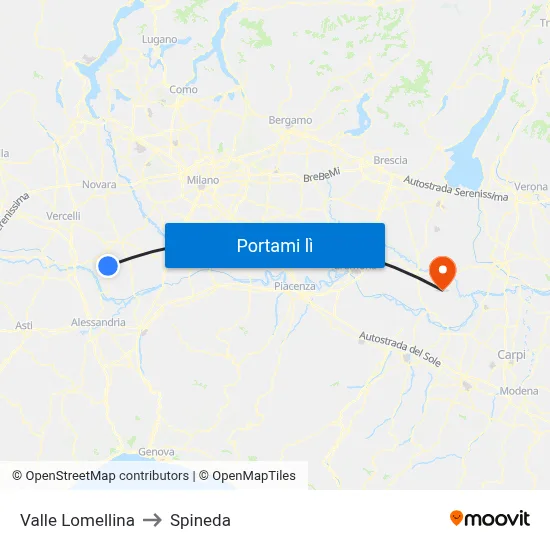Valle Lomellina to Spineda map