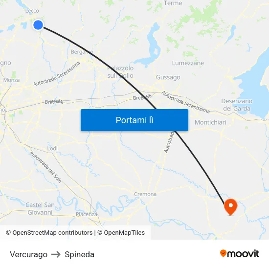 Vercurago to Spineda map