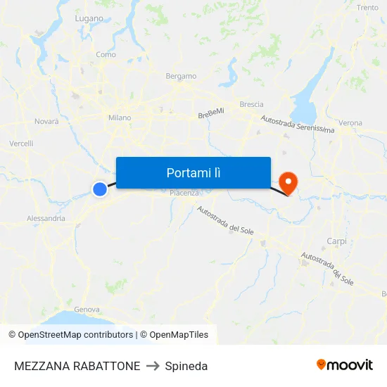 MEZZANA RABATTONE to Spineda map