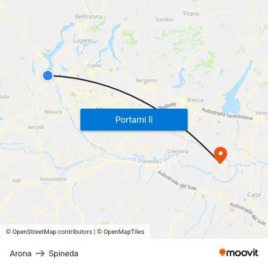 Arona to Spineda map