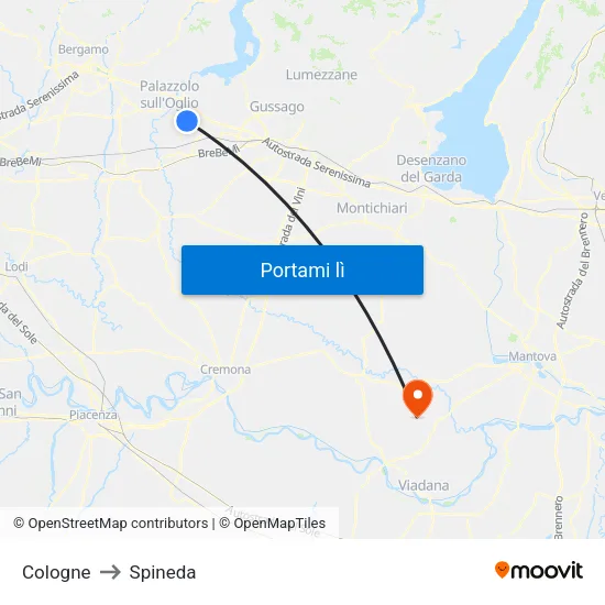 Cologne to Spineda map