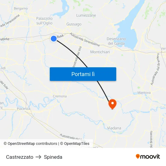 Castrezzato to Spineda map