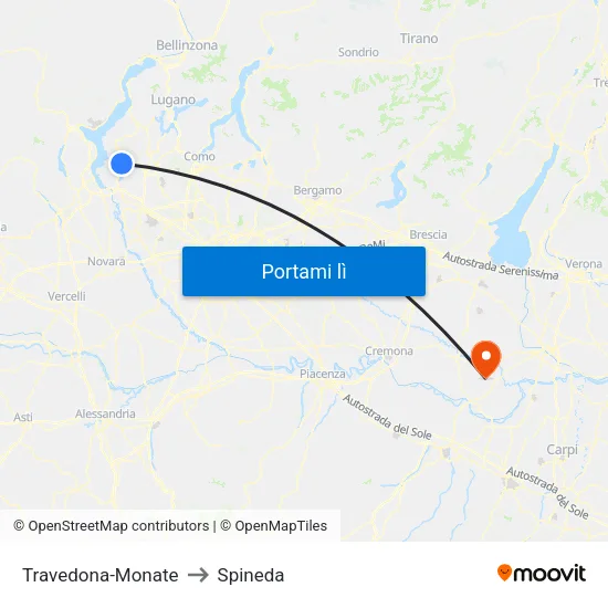 Travedona-Monate to Spineda map