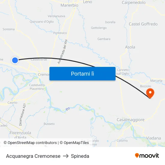 Acquanegra Cremonese to Spineda map