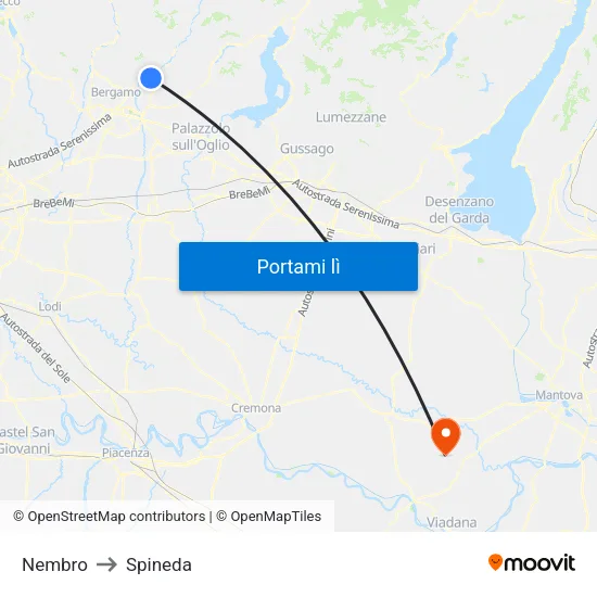 Nembro to Spineda map
