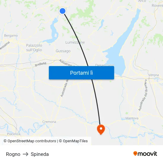Rogno to Spineda map
