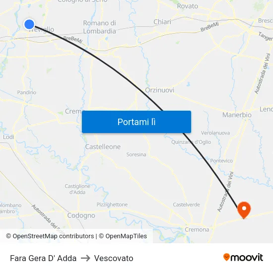 Fara Gera D' Adda to Vescovato map
