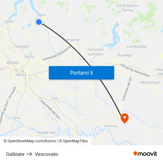 Galbiate to Vescovato map