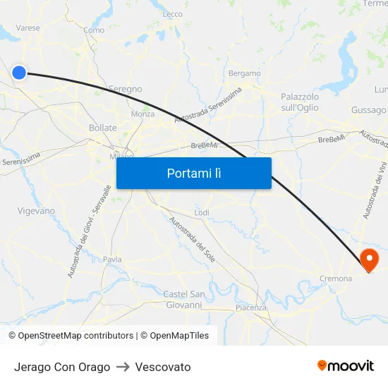 Jerago Con Orago to Vescovato map