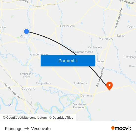 Pianengo to Vescovato map