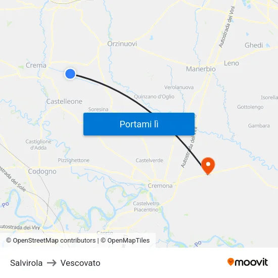 Salvirola to Vescovato map