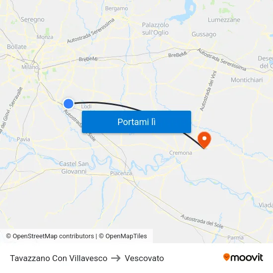 Tavazzano Con Villavesco to Vescovato map