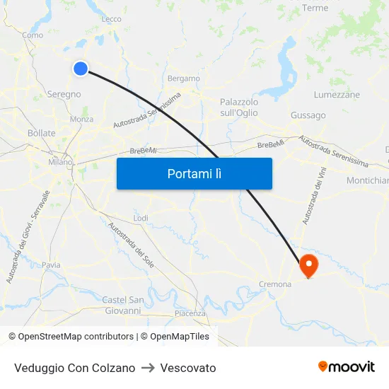 Veduggio Con Colzano to Vescovato map
